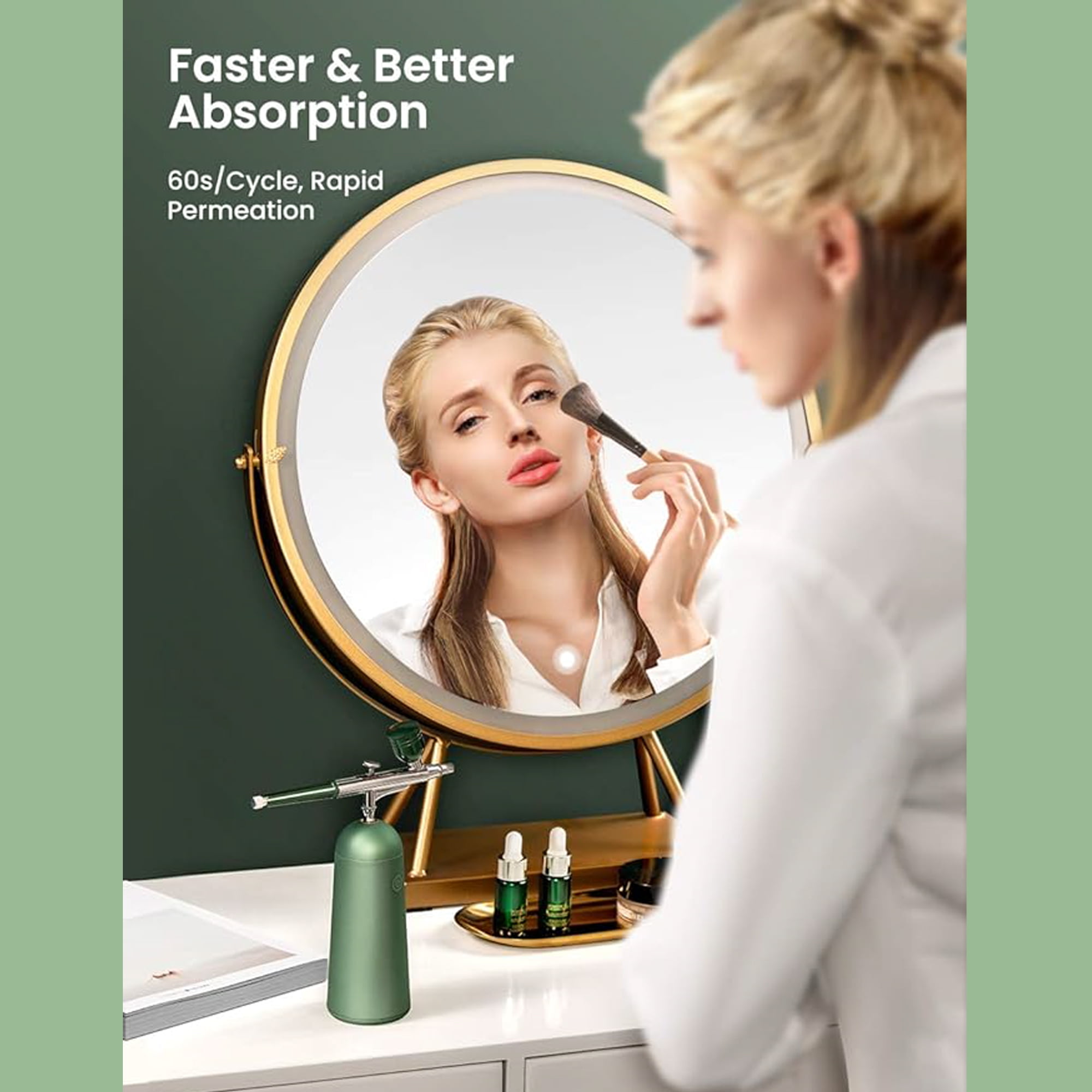 GXDiffuser CJRP_GREEN GX Nano Mist Sprayer Facial Steamer Green,Portable and Rechargeable  Atomizer
