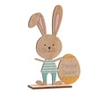 thumbnail image 1 of Small Accent Table for Small Spaces Wooden Easter Rabbit and Egg Decoration 10x15cm, Multicolor Patterned Tabletop Ornament, Dining Table for Small Spaces Party Decor and Centerpiece, 1 of 6