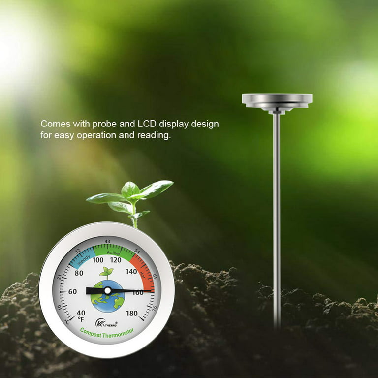 Stainless Steel Thermometer Temperature Monitor for Garden Lawn Plant Pot  Japanese Movement Compost Soil Tester Meter