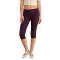 thumbnail image 1 of Pantalones capri de mujer de tiro bajo con cintura plegable, color liso, corte ajustado y estilo cropped., 1 of 9
