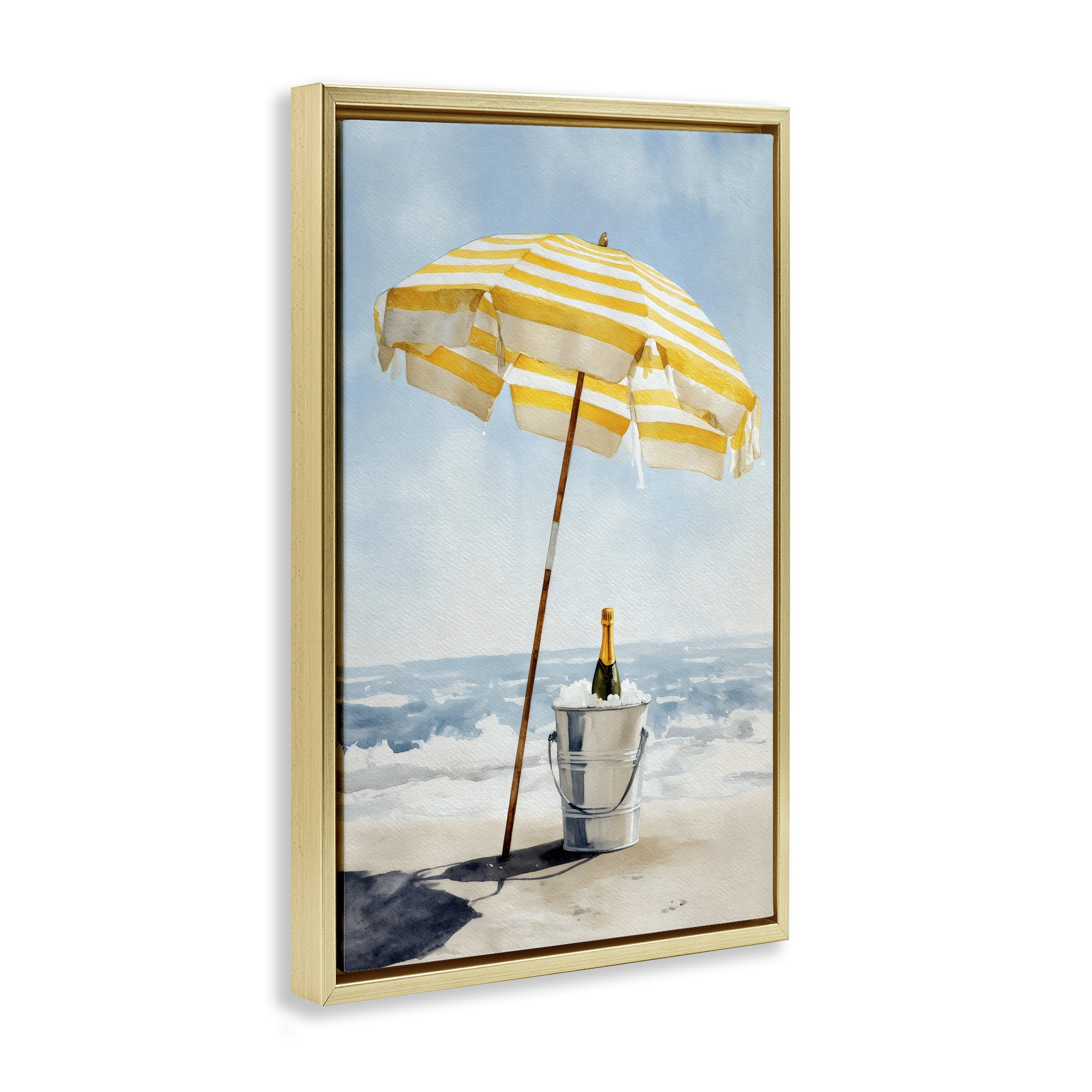 Stupell Industries Sunshine Celebration at Seaside Gold Framed Floater Canvas Wall Art, design by Petal Prints Design