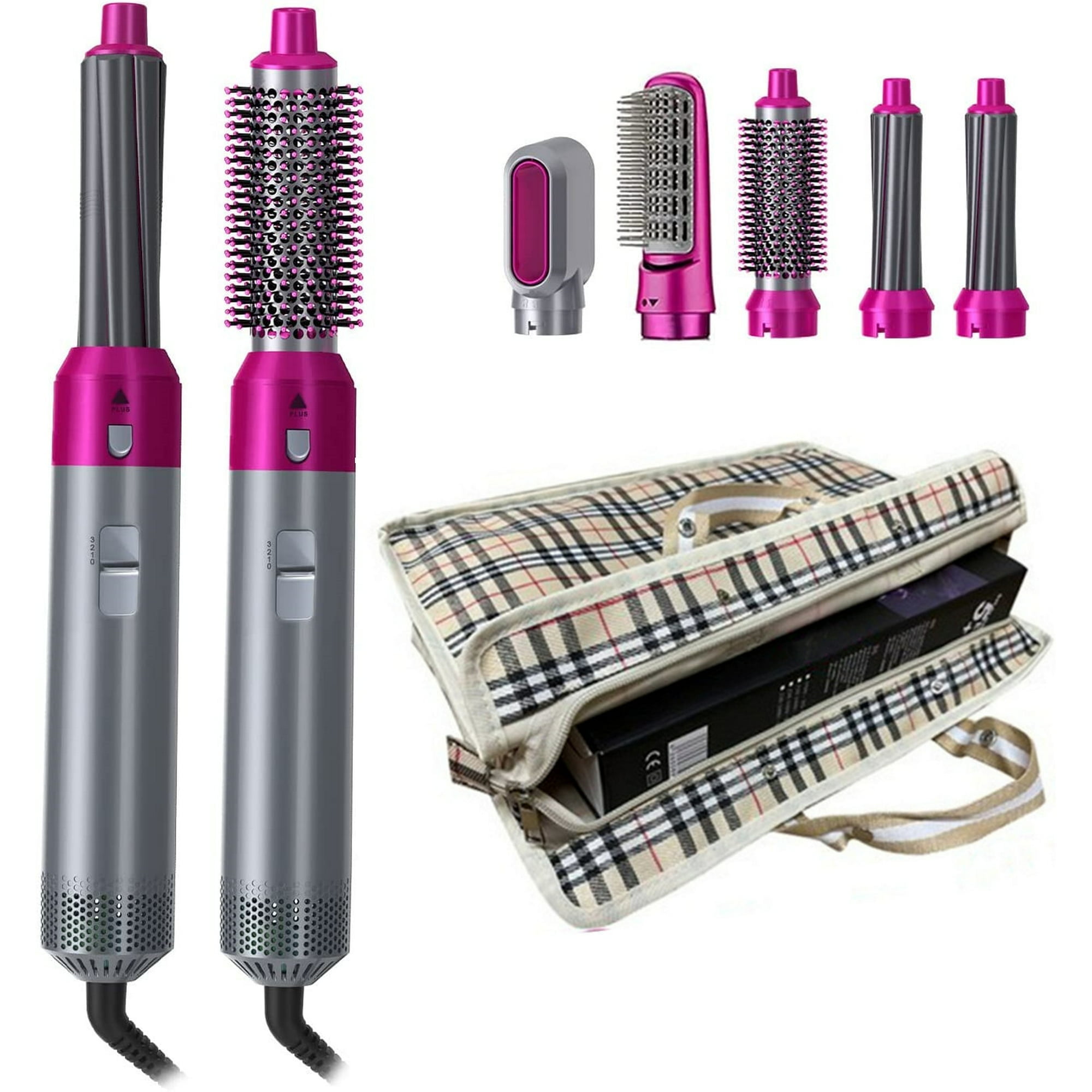 5 in 1 Hair Dryer Brush, Hot Air Brush, Scalp Massager, Curler and Straightener with Travel Bag