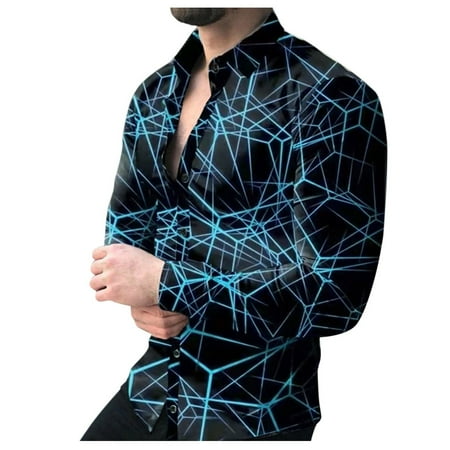 

Sebtyili Men Spring Lightweight Comfortable Lapel Colorful Print Casual Plus Size Beach Long Sleeve Shirt Super Scrub