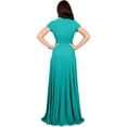 thumbnail image 6 of KOH KOH Long V-Neck Flowy Cap Short Sleeve V-Neck Bridesmaid Wedding Guest Party Formal Summer Sundress Tall Gown Maxi Dress Dresses For Women Turquoise XXXX-Large US 26-28 NT074, 6 of 7