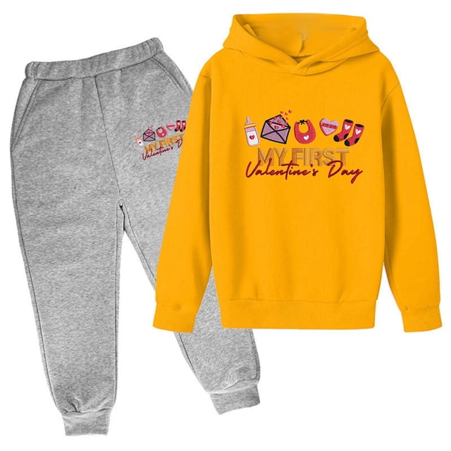 Fshinging Children Clothes Set Valentine'S Day Plus Size Pullover Tops And Sweatpants 2 Piece Set Ensemble De Vêtements