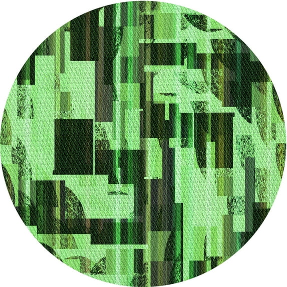 Ahgly Company Indoor Round Patterned Emerald Green Area Rugs, 4' Round