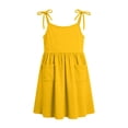 thumbnail image 5 of BRGZLK Little Girls Dress Toddler Summer Fashion Cute Solid Color Casual Ruffle Halter Sleeveless Bowknot Sundress with Pocket for Birthday Party Yellow 11-12 Years, 5 of 8