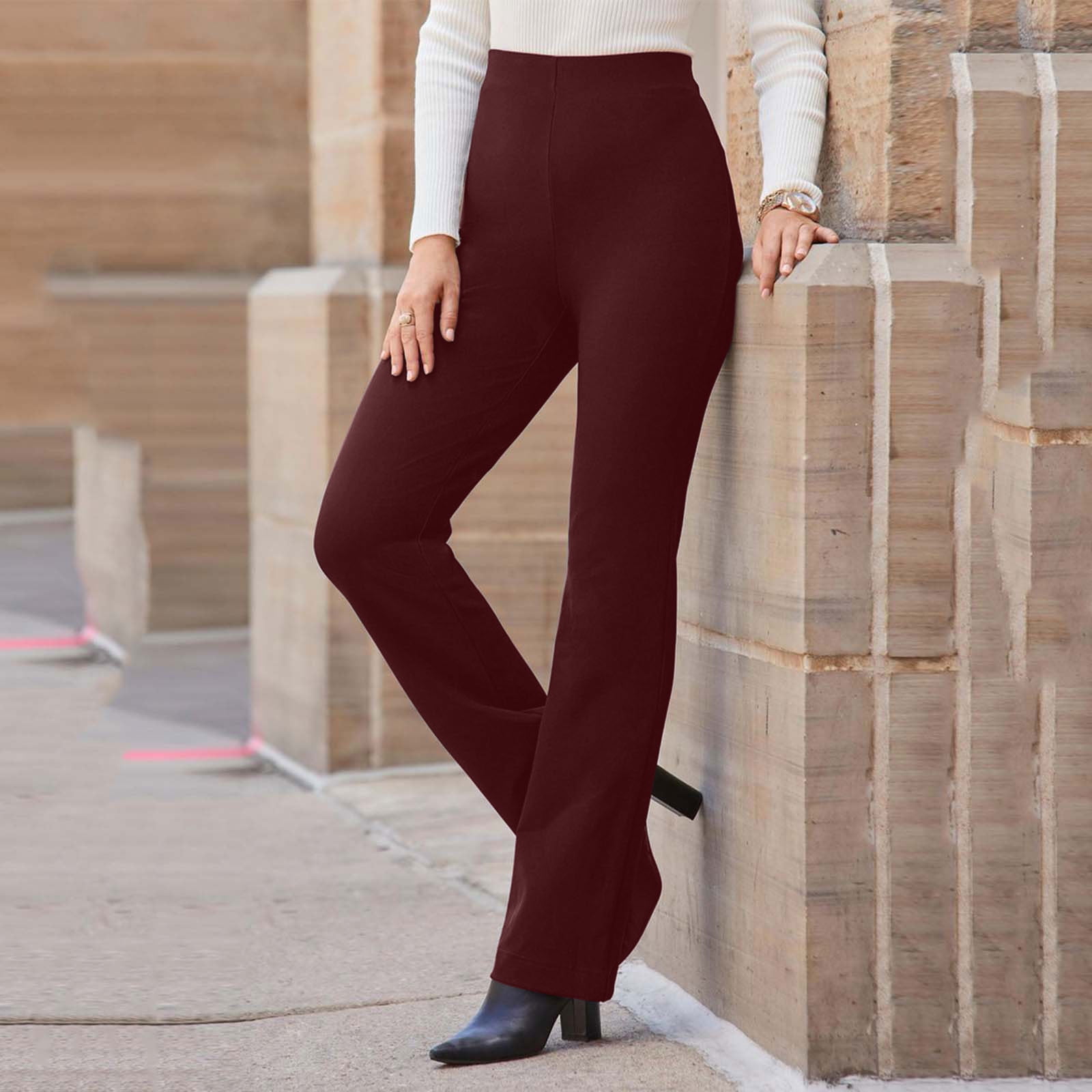 YWDJ Wide Leg Sweatpants Women Flared Bell Bottom Casual Slim Fit Long Pant  Solid Suit Pants Leisure Trousers Bell-bottoms Solid Color Pants for  Everyday Wear Work Casual Event 59-Wine L 