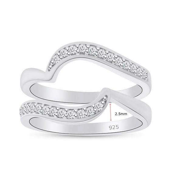 1/5 Carat Round Cut Lab Created Moissanite Diamond Enhancer Guard For Engagement Wedding Ring In 14K White Gold Plated 925 Sterling Silver (Color : G-H, Clarity : VVS1, 0.20 Cttw) Size - 4