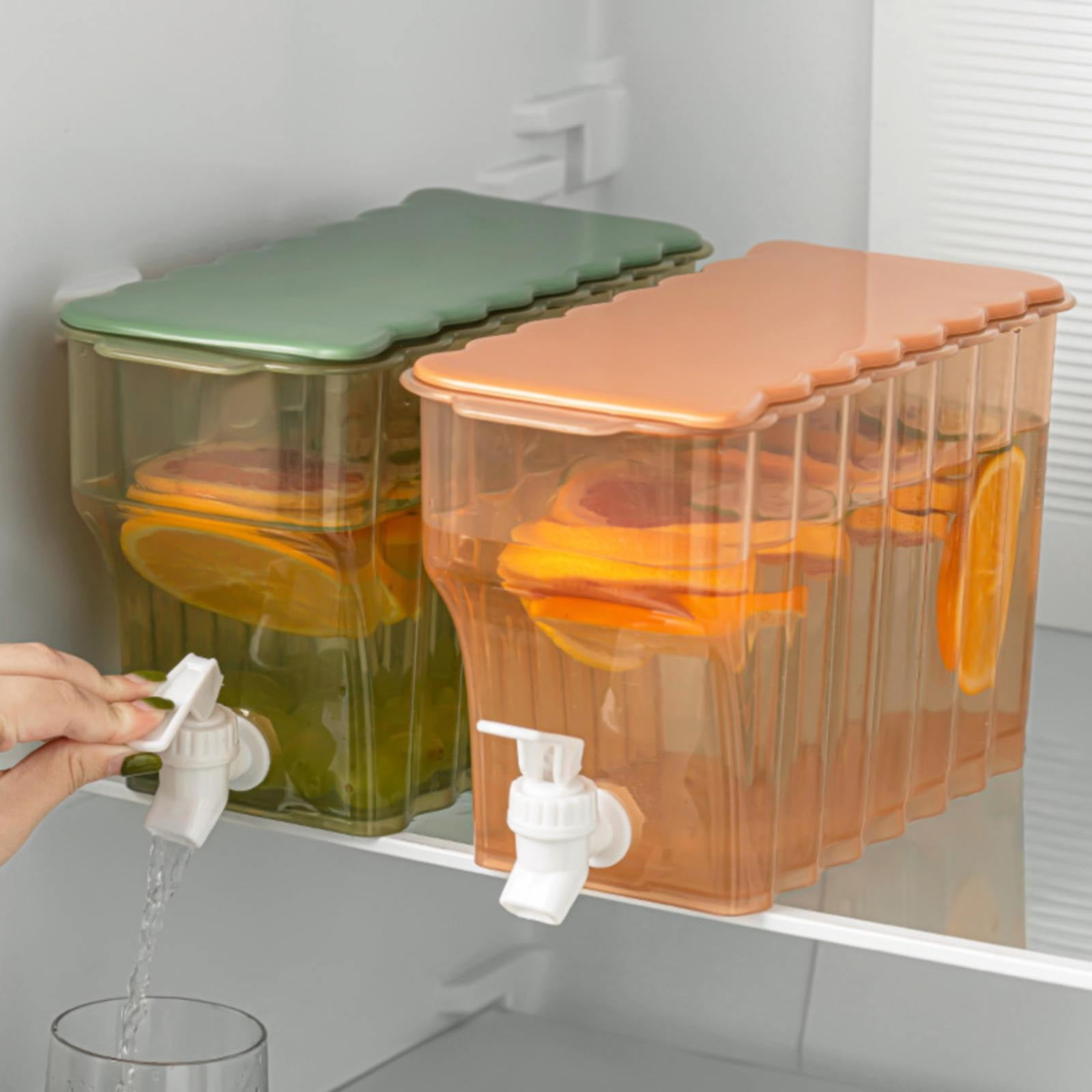 Storage Container, Ongmies Drink Dispenser for Fridge Beverage Liquid Drink Container for Party 1 Gallon Cold Water Pitcher Lemonade Stand Juice Jug, Storage Containers, Cold Water Bottle X2