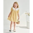 thumbnail image 4 of 18 Months Baby Girls Dress 24 Months Girls Short Sleeve Dress Peter-Pan Collar Bubble Sleeve Toddler Girls Summer Floral Dress Yellow, 4 of 10