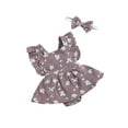 thumbnail image 2 of Qiylii Baby Girl’s Romper Dress Fly Sleeve Flower Skirt Stitching Bodysuit+Headband, 2 of 6