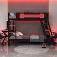 thumbnail image 4 of Harper & Bright Designs Gaming Bunk Bed Twin Size with 2 Built-in Desks, Wood Twin over Twin Bunk Frame for 2 with USB Desktop Ports & Pegboard Organizer, Red, 4 of 19