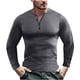 thumbnail image 1 of Blusas y camisas de manga larga con cuello en V para hombre, jersey de color liso con cuello en V, blusa holgada de manga larga para hombre, 1 of 6