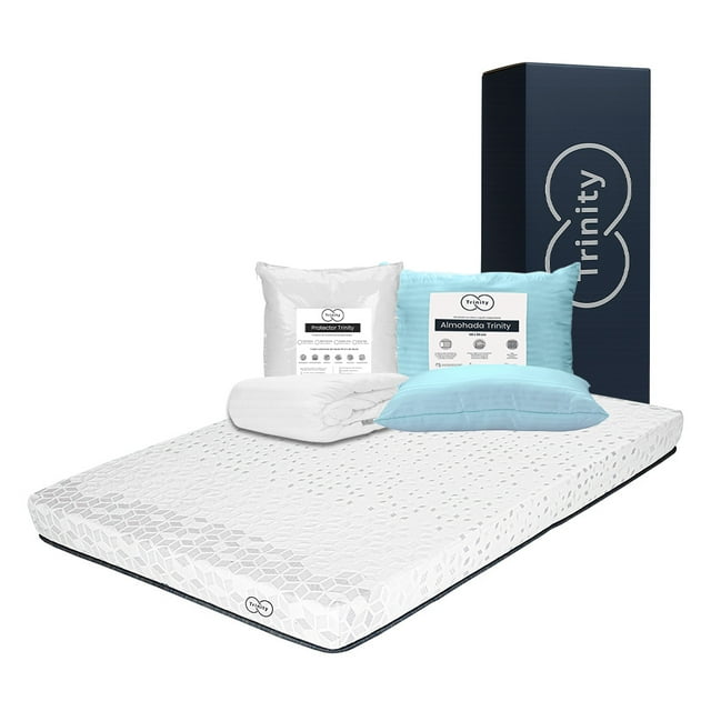 Colchón de Caja Matrimonial Restonic Trinity + Almohada + Protector Trinity