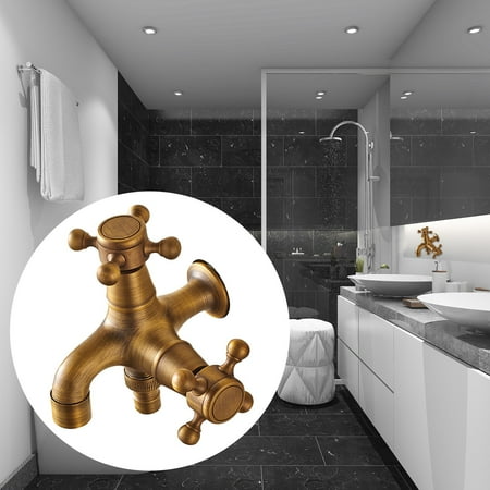 

Double Outlet Tap Garden Tap In Antique Style Double Ball D^rain Tap Garden Lever Tap Washing Machine Tap Made Of Copper
