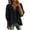 Black, variant on Women's V Neck 3/4 Sleeve Tops Casual Summer T Shirts Loose Fit Button Vacation Blouses Tops by Yigetop Black L