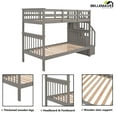 thumbnail image 4 of Bellemave Twin Over Twin Stairway Bunk Bed 2 Twin Bunk Bed with Storage Stairs Convertible 2 in 1 Bunk Bed Frame with Shelves and Guardrail, Gray, 4 of 10