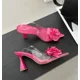 thumbnail image 1 of Zapatos de tacón alto con flores de seda decorativas para mujer, sexys, de PVC, con tira trasera, para fiesta, verano 2024, 1 of 6