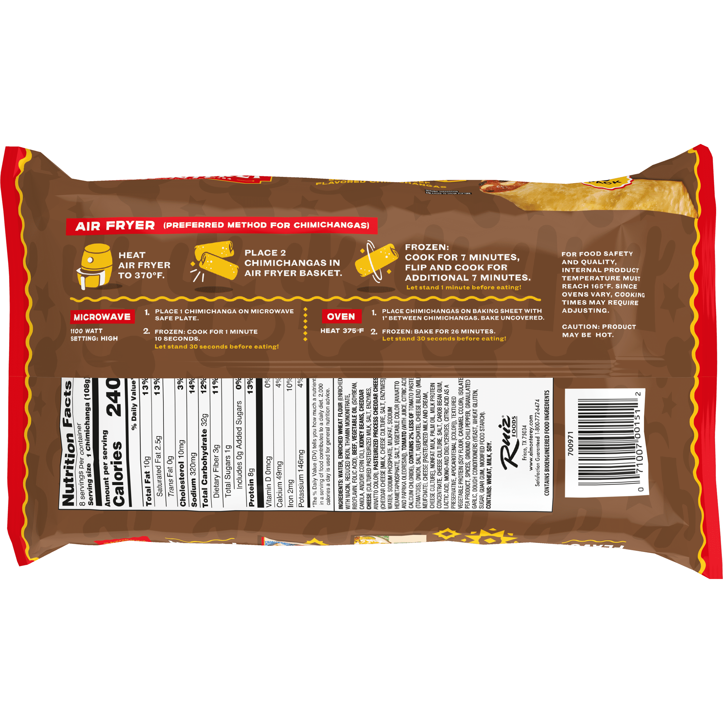 El Monterey Chili Cheese Chimichangas, 30.4 oz, 8 Count (Frozen)