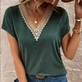 thumbnail image 5 of lmcalzta V Neck T Shirts for Women Summer Tops Stretch Comfy Basic Tees Solid Color S-3xl, 5 of 9
