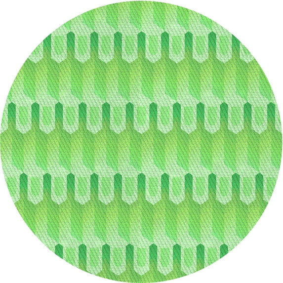 Ahgly Company Machine Washable Indoor Round Transitional Emerald Green Area Rugs, 8' Round