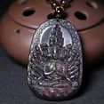 thumbnail image 6 of Black Obsidian Necklace-Thousands of Hands Jade Guanyin Buddha Pendant Necklace,Zodiac Genus Mouse Jade Buddha Guard Amulet Necklace(Certificate), 6 of 7