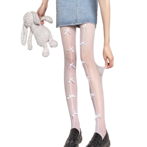 Bows Tights for Women Sheer Mesh Stockings Sweet Bows Tie Pantyhose Valentines Day Christmas Dates Night Hosiery