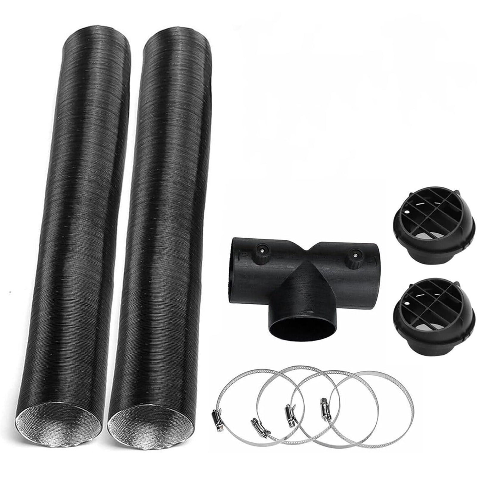 75 mm Diesel Heater T Connector Kit with Dual Air Outlets Extendable Duct Pipes Clamps for Webasto for Eberspächer for Propex Parking Heaters