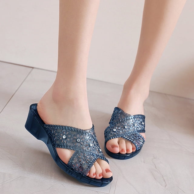 LEEy-World Pantoufles pour Femmes Pantoufles d'Été Décontractées Confortables Demi-Poupées à Plateforme pour Femmes