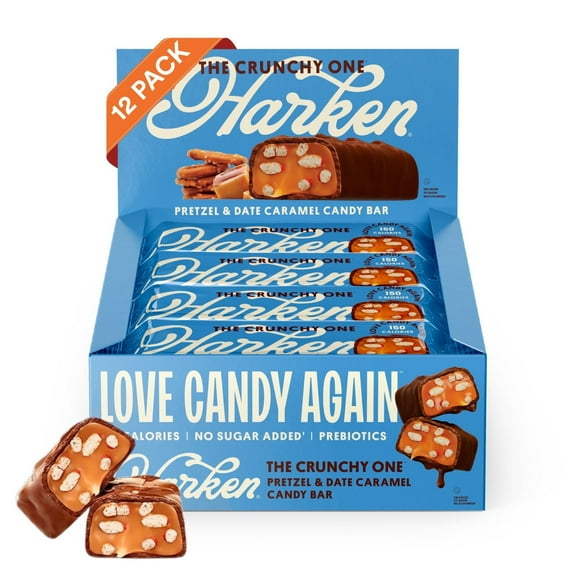Harken The Crunchy One Pretzel Chocolate Bar Vegan Gluten-Free No Sugar Added (12 Count)