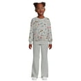 thumbnail image 2 of Wonder Nation Girls Fleece Pullover Top and Flare Sweatpants Set, 2-Piece, Sizes 4-18 & Plus, 2 of 5