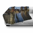 thumbnail image 3 of American Soft Flannel Fleece Blanket, Boston Skyline Day and Night Cityscape Skyscraper Reflection in Water Metropolis, Cozy Plush for Indoor and Outdoor Use, 70" x 90", Multicolor, by Ambesonne, 3 of 6