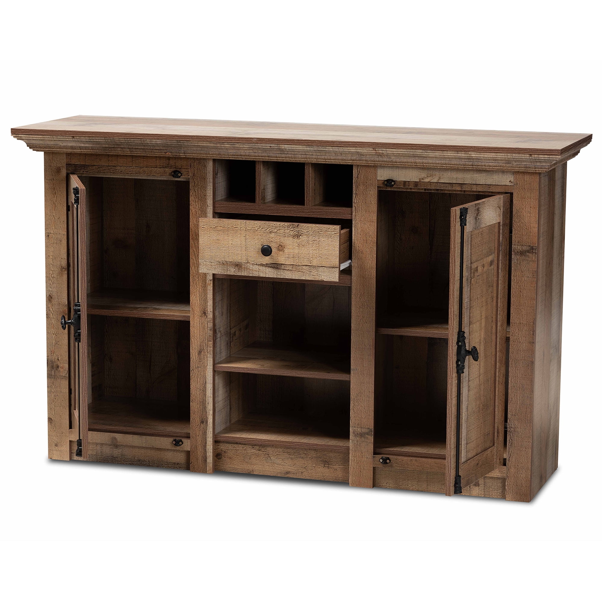 Baxton Studio Albert Modern and Contemporary Farmhouse Rustic Finished Wood 2-Door Dining Room Sideboard Buffet