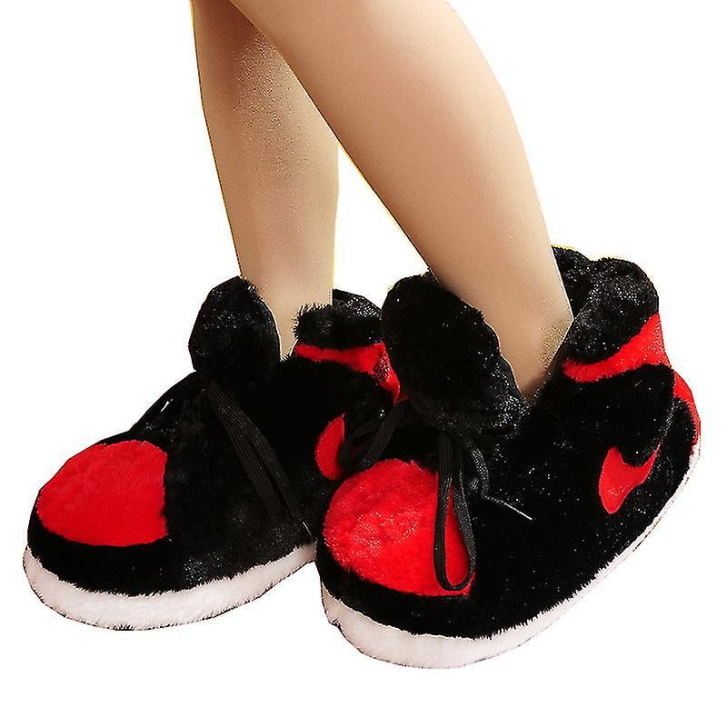 Jordan slippers black and red best sale