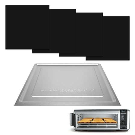 Air Fryer Accessories for Ninja Foodi SP101 Air Fryer Oven, 4pcs Black Liners and 1pack Replacement Crumb tray Pan for Ninja Digital Air Fry Countertop Oven