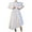 White, variant on Party Dress for Women, Solid Color Plus Size Fashion Round Neck Double Ruffle Sleeve Big Hem Dress Hot Pink 3XL