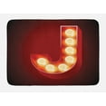 thumbnail image 1 of Old Lamp Alphabet Bath Mat, Retro Show Typographic Design of Letter J Sign Text, Plush Bathroom Decor Mat with Non Slip Backing, 29.5" X 17.5", Burgundy Vermilion and Cream, by Ambesonne, 1 of 2