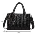 thumbnail image 3 of Bolso bandolera acolchado de algodón Bolso grande con asa superior para mujer con bufandas (negro), 3 of 8