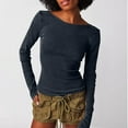 thumbnail image 2 of Pisexur Chandail en Molleton pour Femmes Mode Tricoté Col Rond Chandails en Molleton Manches Longues Hauts pour Femme Décontracté Léger Dos Bas Automne Hauts Coupe Ajustée Chandail, 2 of 7
