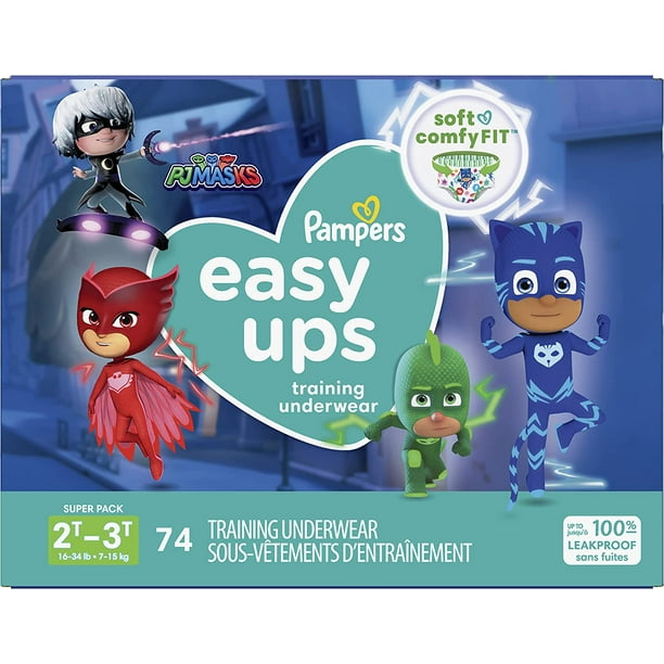 Pampers Potty Training Underwear for Toddlers, Easy Ups Diapers, Pull Up Training  Pants for Boys and Girls, Size 4 (2T-3T), 74 Count, Super Pack 