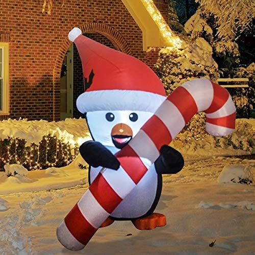 Pingüino inflable navideño GOOSH con bastón de 150 cm