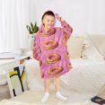thumbnail image 6 of FORMRS Wearable Blanket Hoodie with Sleeves for Kids Cozy Flannel Sweatshirt, Pink Doughnuts, 6 of 7