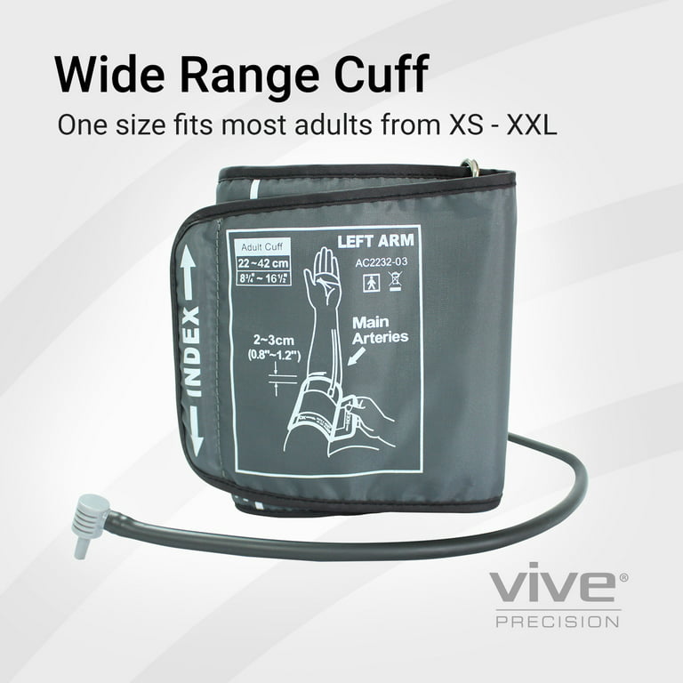 Vive Precision Blood Pressure Machine - Heart Rate Monitor - Automatic BPM  Upper Arm Cuff (Silver) 