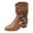 Brown, variant on Retro Slouchy Wide Calf Dress Boots for Women 2025 Fashion Fall Winter Braided Boho Leather Chunky Block High Heel Mid Calf Riding Boots Brown Size 7