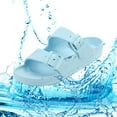 thumbnail image 5 of VICT POPU Womens Sandals Adjustable Double Buckle Strap Waterproof EVA Flat Slides，Sky Blue ,Sizes 10, 5 of 6