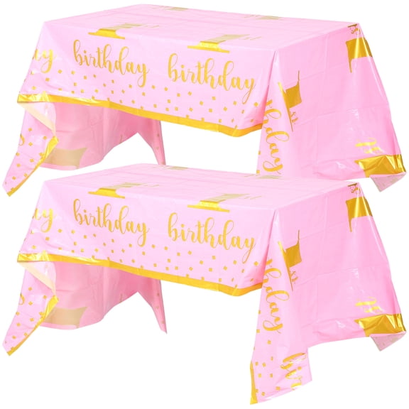 FOLOYORI Reusable Pink Pe Plastic Table Cover for Home and Party Decor 2Pcs