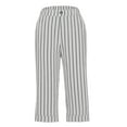 thumbnail image 4 of Tauxra Capri Pants for Women with Elastic Waist and Pockets, Casual Striped Wide-Leg Trousers for Daily Wear and Vacation, 4 of 7