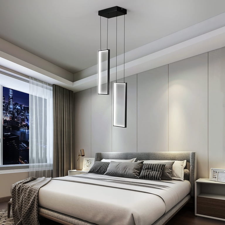 EMBRING Modern Black LED Pendant Light - Kitchen Island Or Dining Room Ceiling Fixture