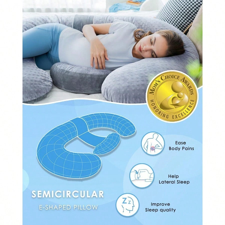 Pregnancy Pillows E Shaped Full Body Pillow For Sleeping With Pregnancy Wedge Pillow For Belly Support 60 Inch Maternity Pillow For Side Sleeper Grey Velvet